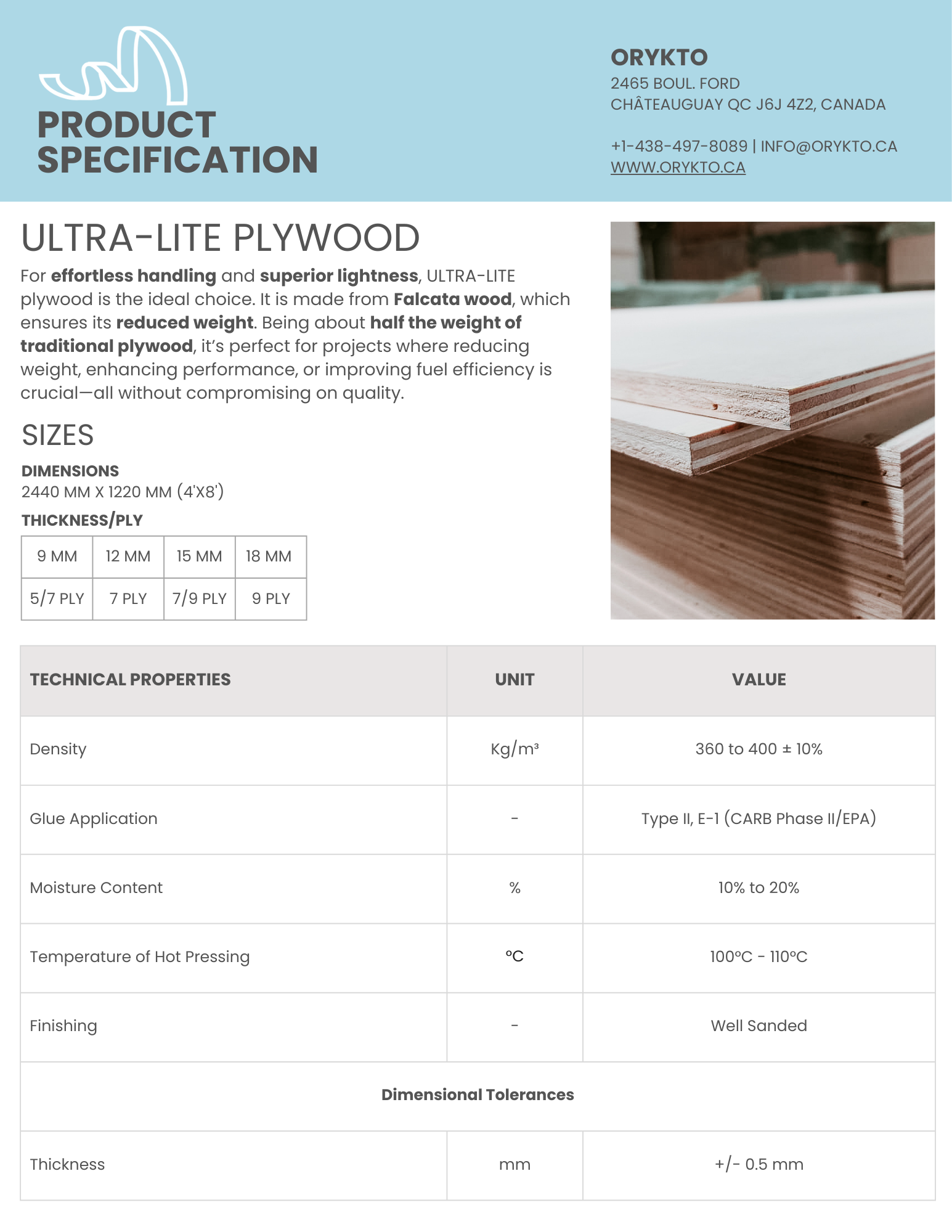 Ultra-Lite Plywood - ORYKTO